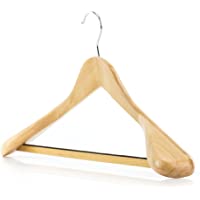 Hangerworld 1 Percha Trajes 45cm Madera Hombreras Anchas y Barra para Pantalón